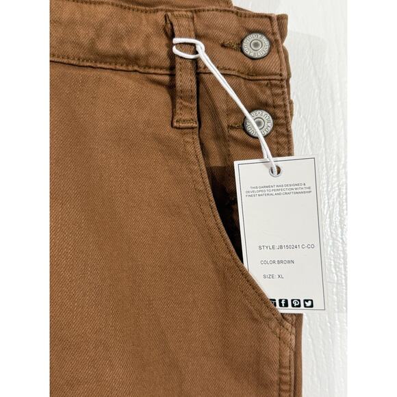 NWT Judy Blue Denim Short Bib Overalls Romper Size XL Brown JB150241 C-CO - Picture 3 of 5